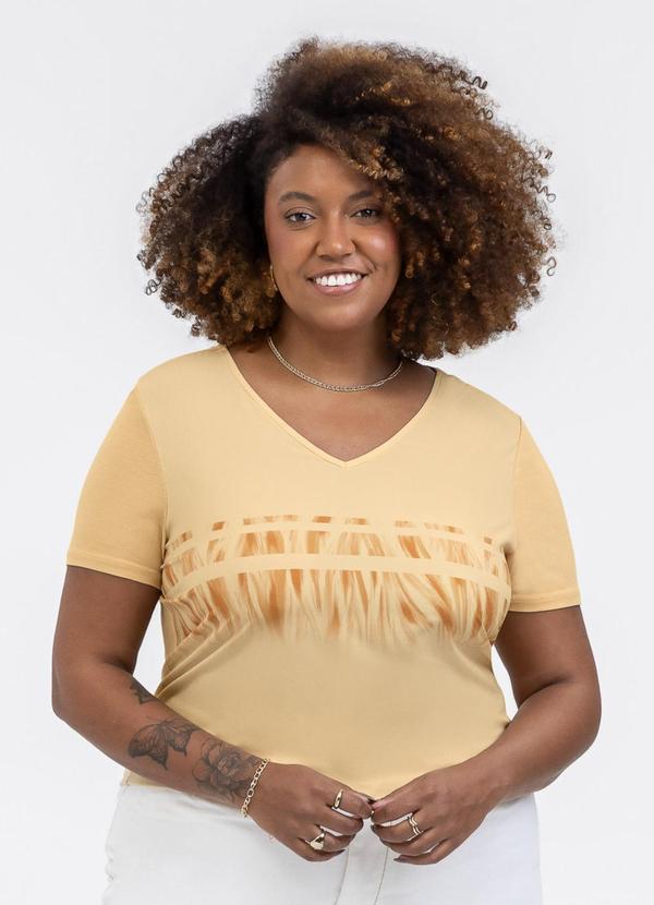 Blusa Decote V em Misturinha Amarelo Claro