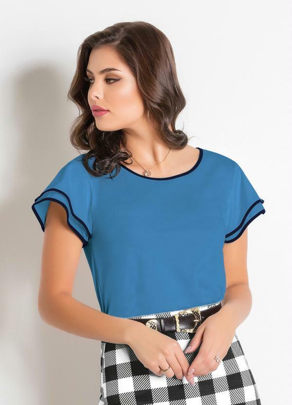Vista 2 Blusa Detalhe em Marinho Azul Rosalie Rosalie