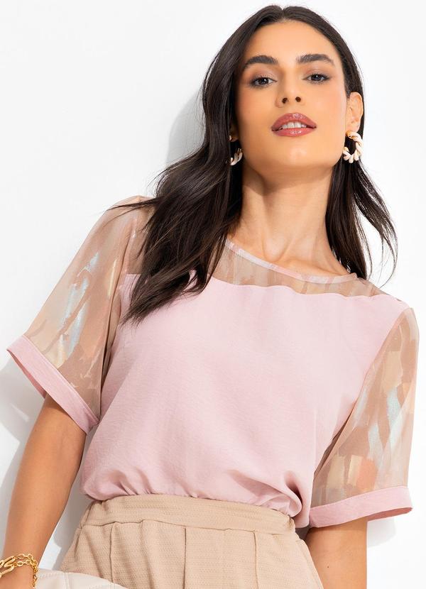 Blusa Devorê Rosé em Chiffon