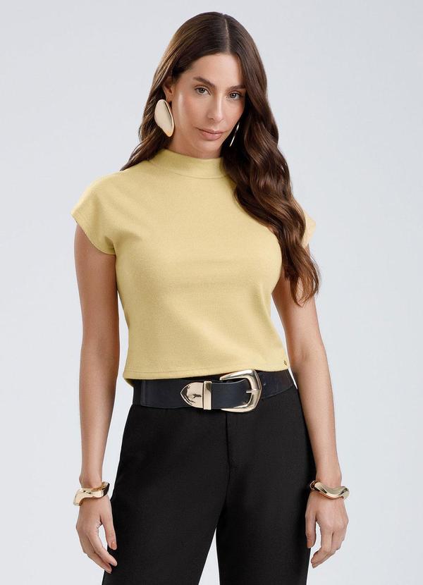 Blusa em Canelado Aveludado Amarelo Claro