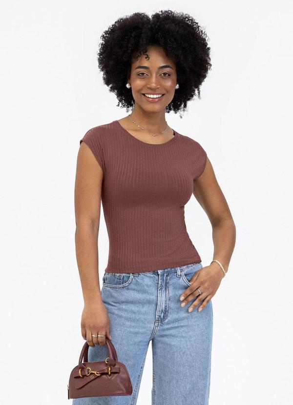 Blusa em Canelado Marrom Escuro