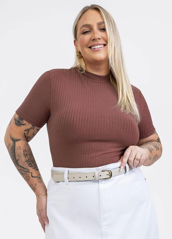 Blusa em Canelado Marrom Escuro