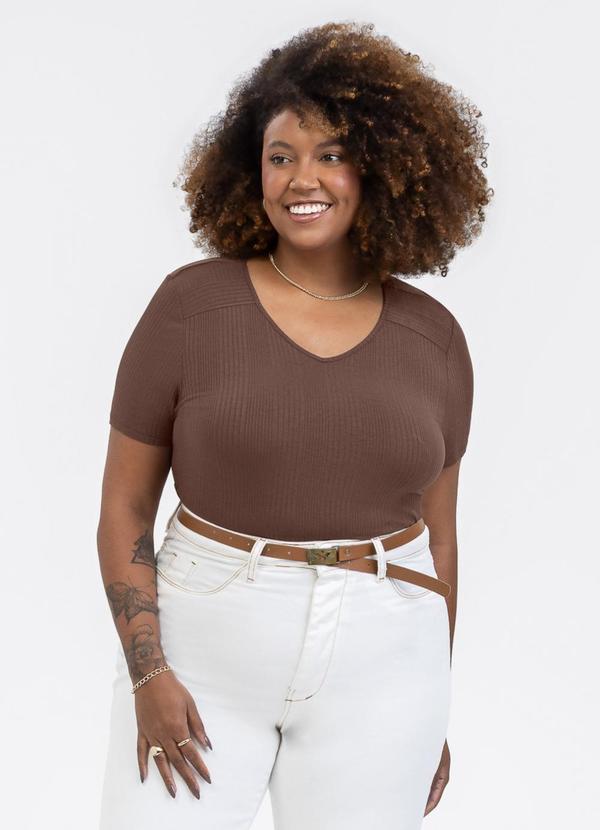 Blusa em Canelado Marrom Escuro