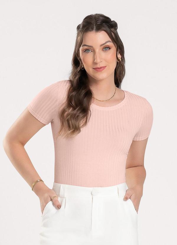 Vista 2 Blusa em Canelado Rosa Claro Cativa Cativa
