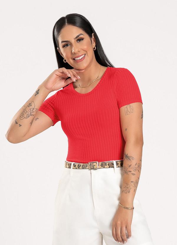 Vista 2 Blusa em Canelado Vermelho Cativa Cativa