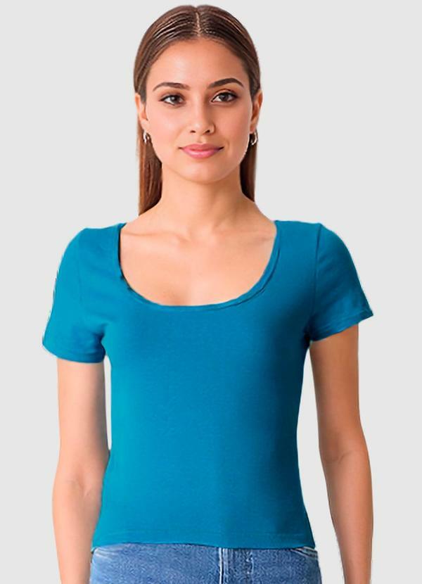 Vista 2 Blusa em Cotton Light Azul Claro Malwee Malwee