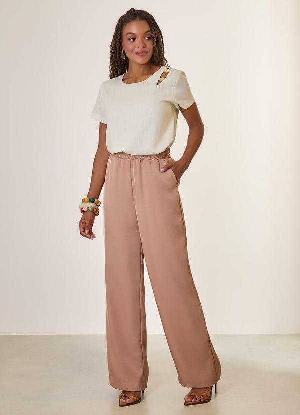 Blusa em Linho com Predaria Off White