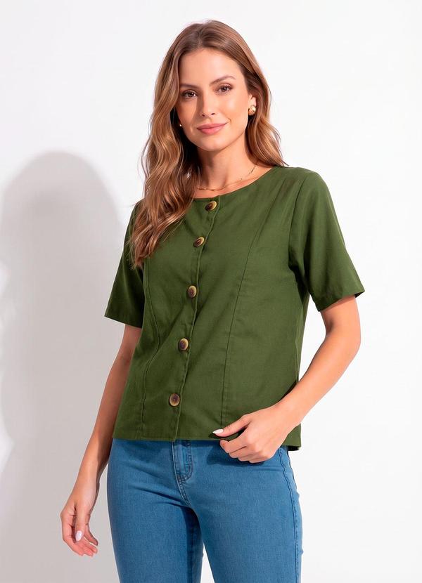 Blusa Verde Oliva em Linho