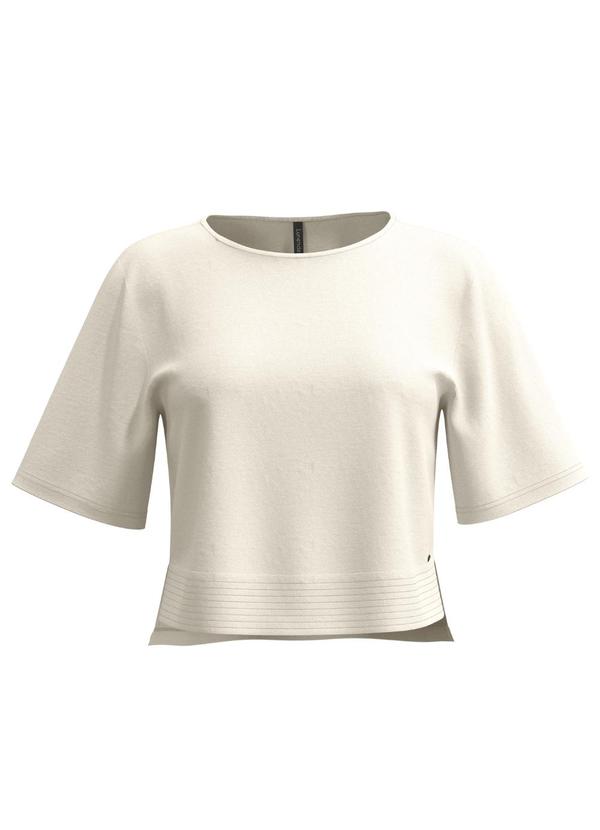 Blusa em Malha Crepe com Mangas Curtas Branco