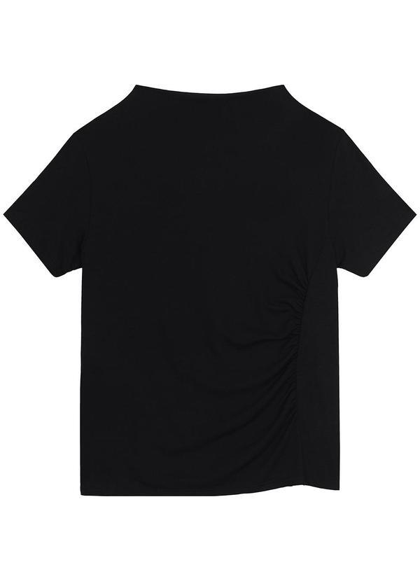 Vista 2 Blusa em Moletinho com Franzido Preto Malwee Malwee