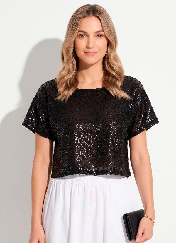 Blusa em Paetê Preto Soltinha