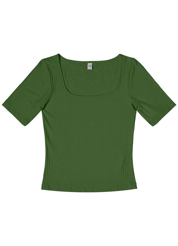 Vista 2 Blusa em Ribana Canelada Verde Rovitex Rovitex