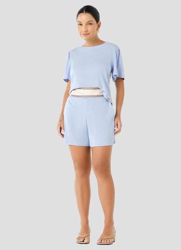 Blusa em Tecido Plano Viscose com Elastano Azul