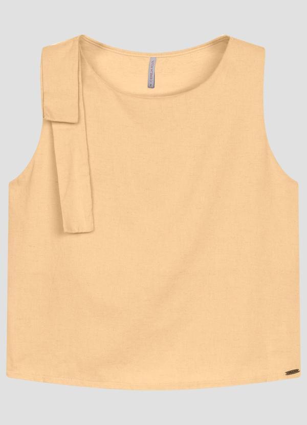 Blusa em Tecido Plano Viscose Linho Bege