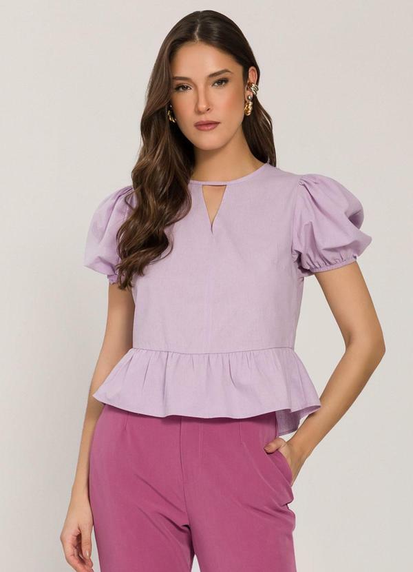 Blusa em Tricoline com Babados Roxo