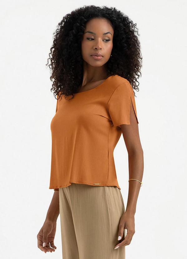 Vista 2 Blusa em Viscose Laranja Escuro Cativa Cativa
