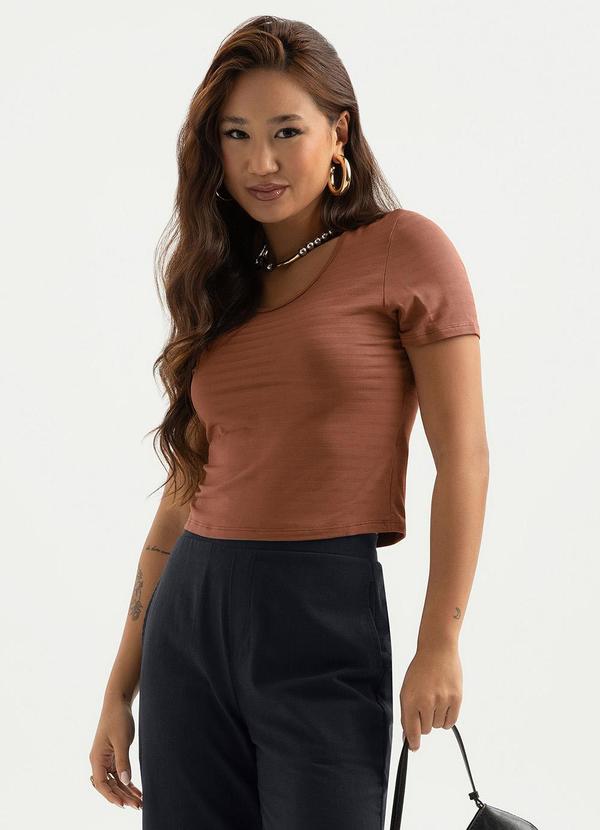 Vista 2 Blusa em Viscose Marrom Cativa Cativa