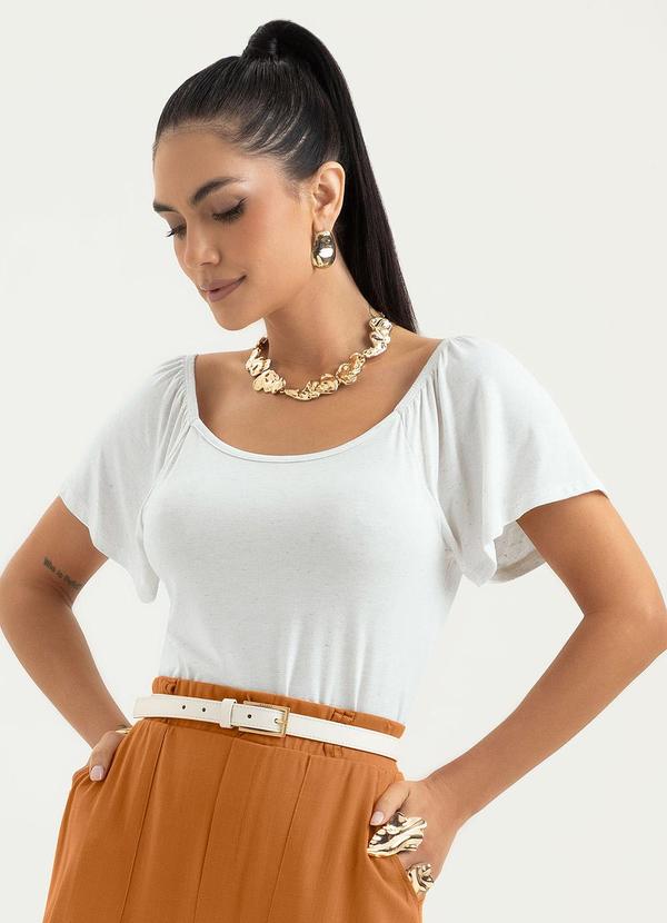 Vista 2 Blusa em Viscose Off White Cativa Cativa