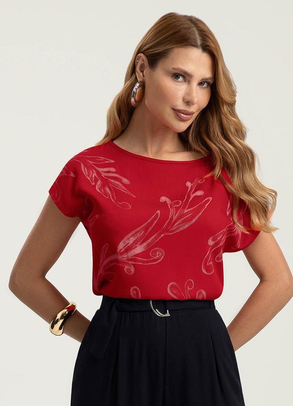 Vista 2 Blusa em Viscose Vermelho Gris Gris
