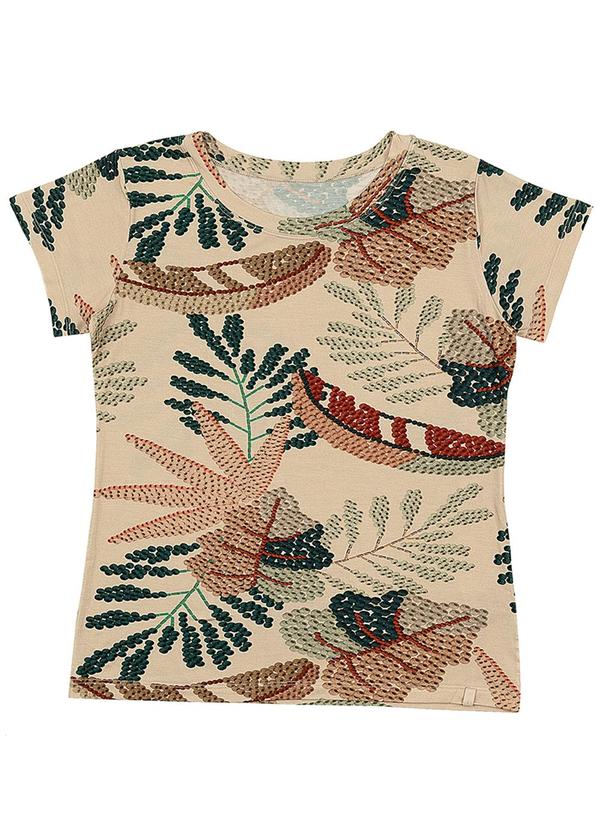 Blusa Estampada Adulto Feminino Bege