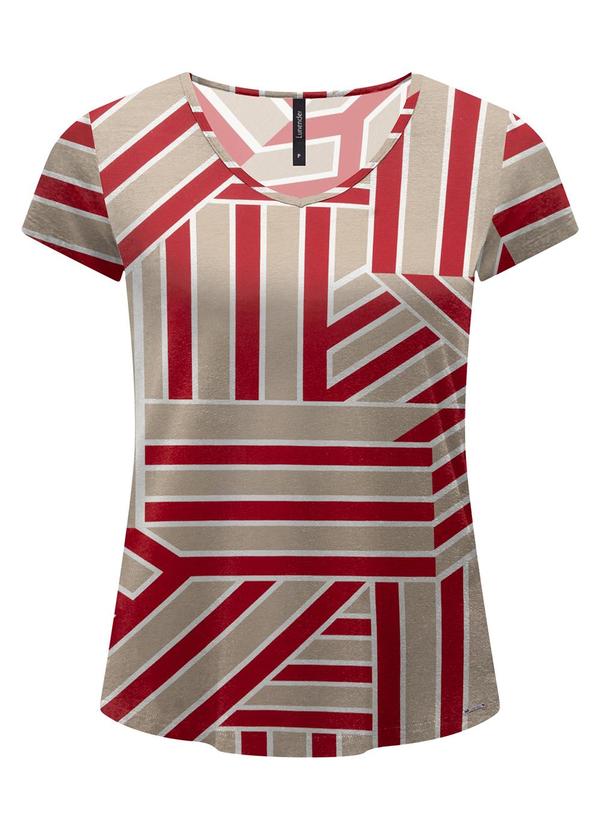 Vista 2 Blusa Estampada D com Decote em V Vermelho Lunender Lunender