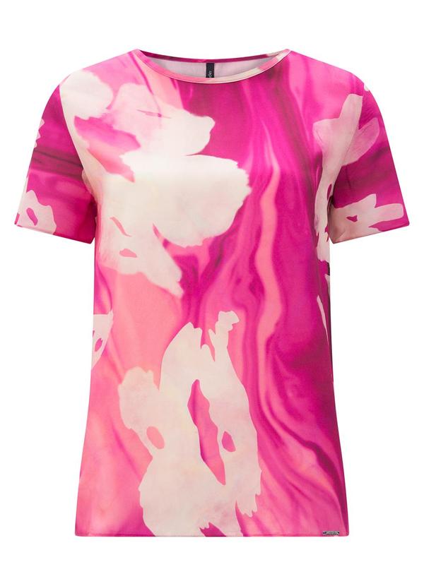 Vista 2 Blusa Estampada de Mangas Curtas em Viscose Rosa Lunender Lunender