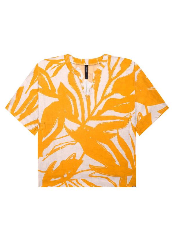 Vista 2 Blusa Estampada em Viscose Amarelo Lunender Lunender