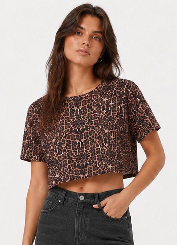 Blusa Estampada Feminina em Viscose Marrom