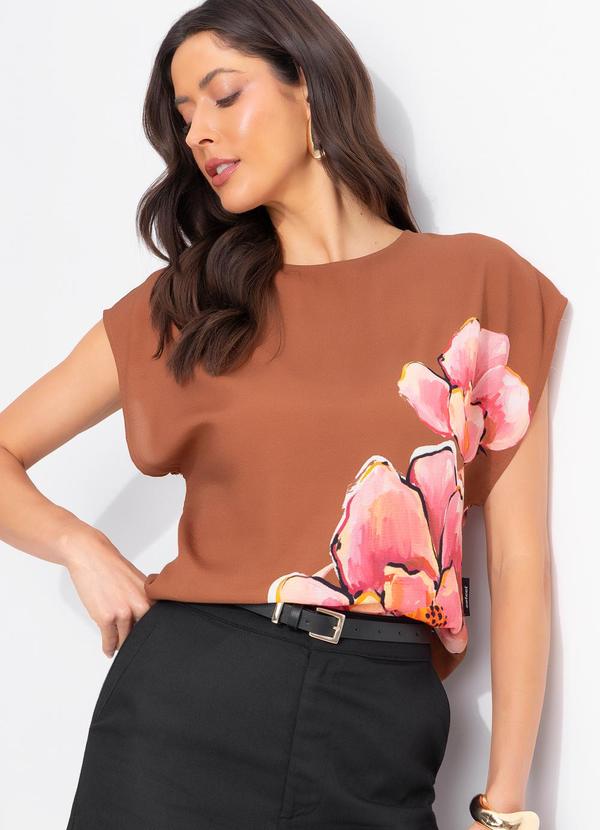 Blusa Estampada Marrom