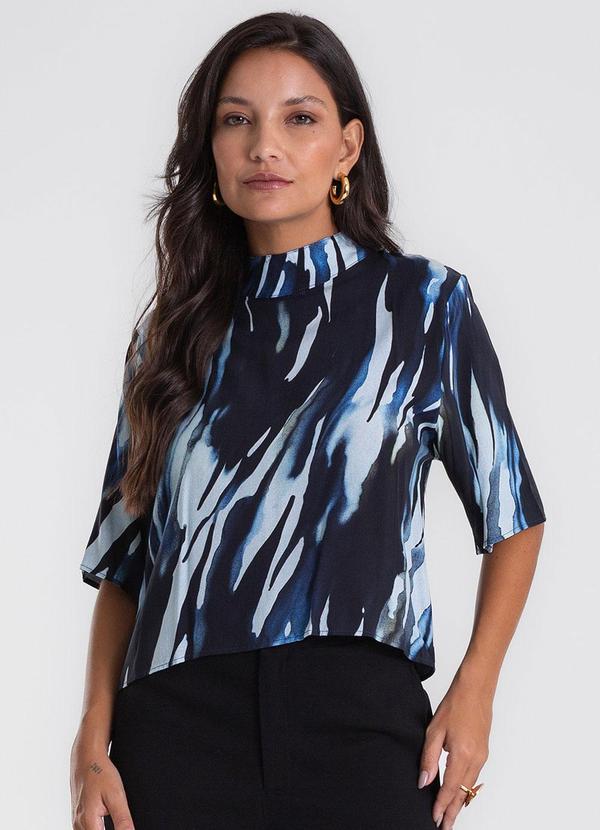 Blusa Estampada Viscose Khyara Azul