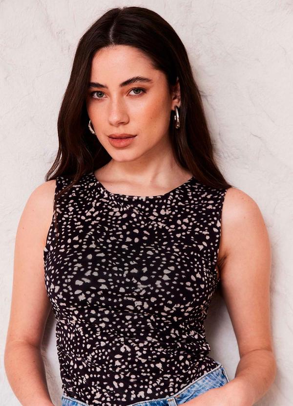 Blusa Feminina Ajustada em Tule Sunset Preto