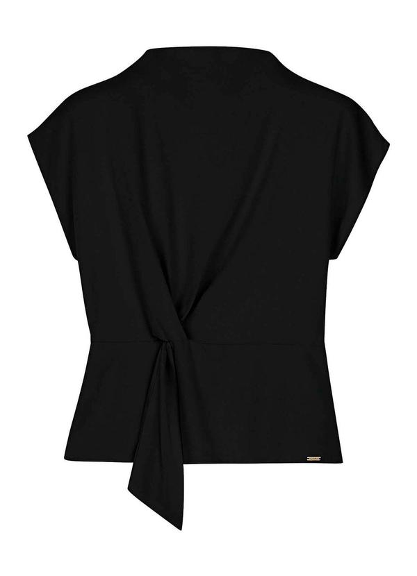 Vista 2 Blusa Feminina Amarração com Nó Preto Marialícia Marialícia