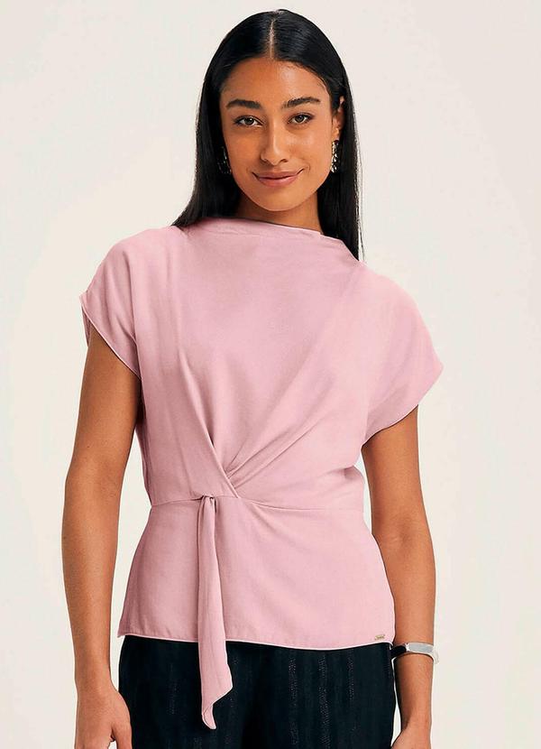 Vista 2 Blusa Feminina Amarração com Nó Rosa Marialícia Marialícia
