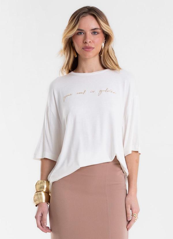 Blusa Feminina Ampla com Estampa Bege