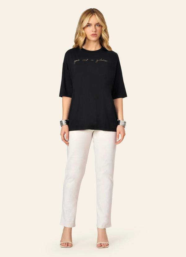 Blusa Feminina Ampla com Estampa Preto