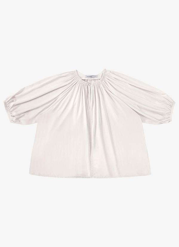 Blusa Feminina Ampla com Lastex em Viscose Bege