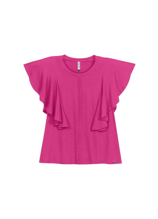 Vista 2 Blusa Feminina Babados Rosa Marialícia Marialícia