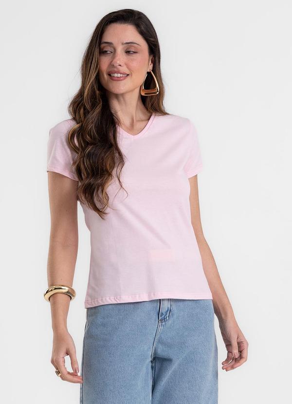 Blusa Feminina Baby Look em Meia Malha Rosa