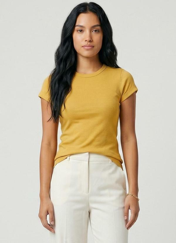 Blusa Feminina Básica Algodão Amarelo