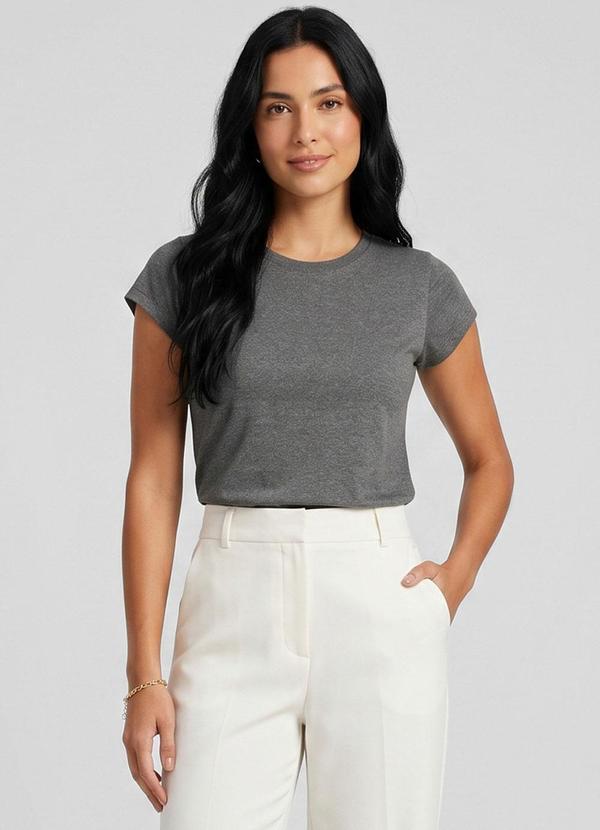 Blusa Feminina Básica Algodão Cinza