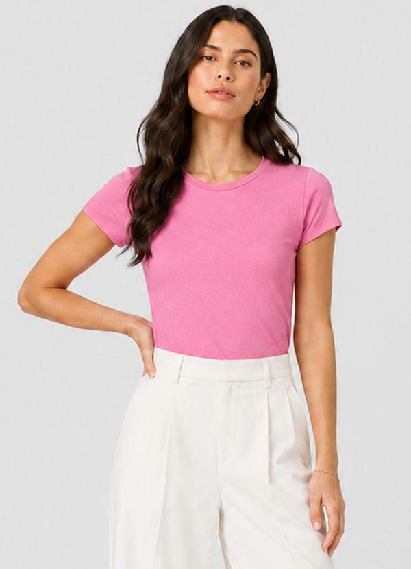 Blusa Feminina Básica Algodão Rosa