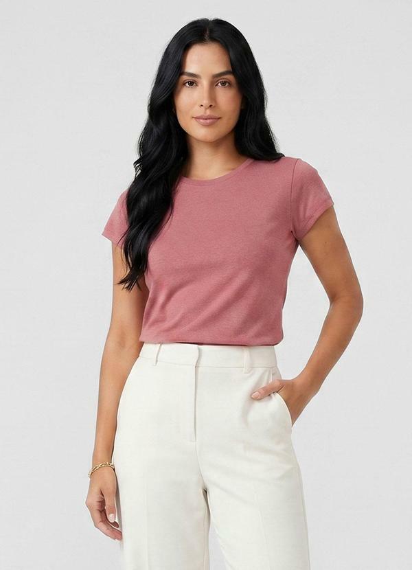 Blusa Feminina Básica Algodão Rosa