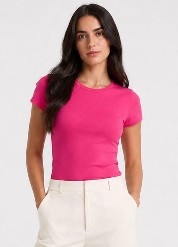 Blusa Feminina Básica Algodão Rosa
