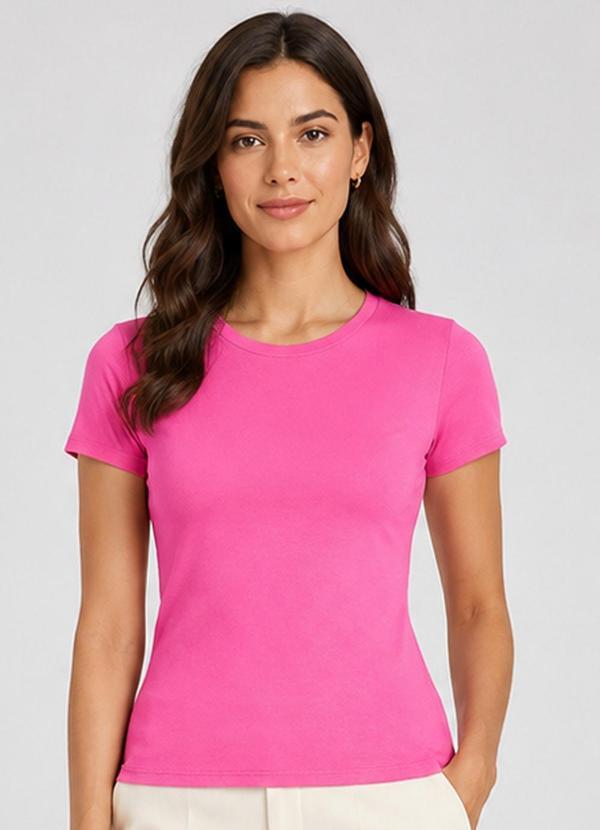 Blusa Feminina Básica Algodão Rosa