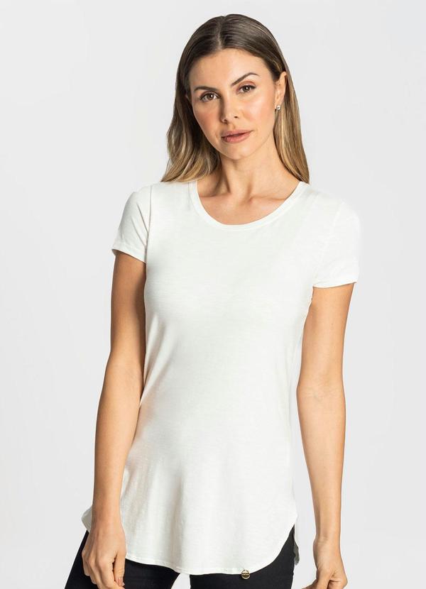 Vista 2 Blusa Feminina Básica Alongada Bege Rovitex Rovitex