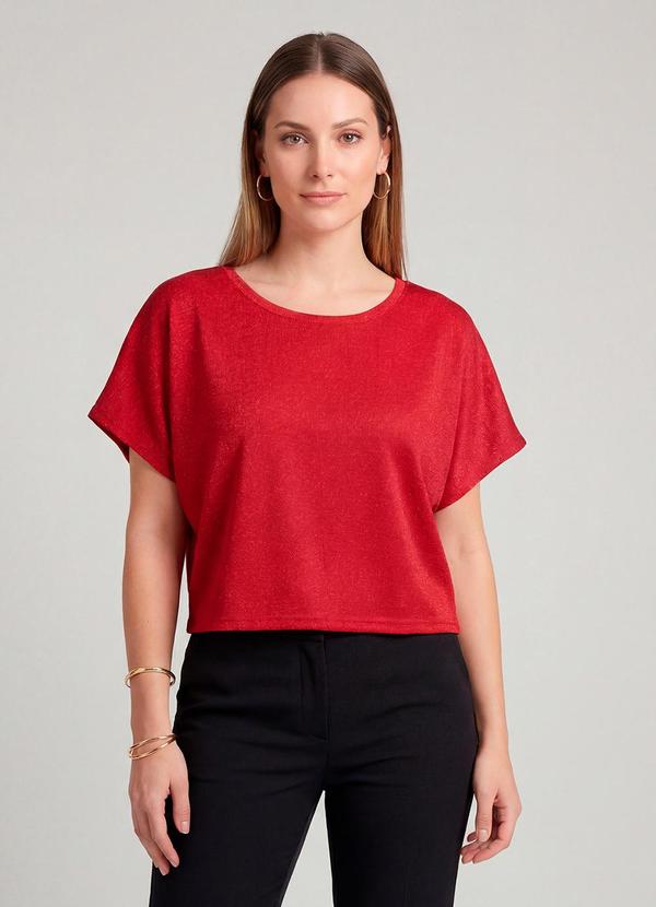 Blusa Feminina Básica com Manga Curta Vermelho
