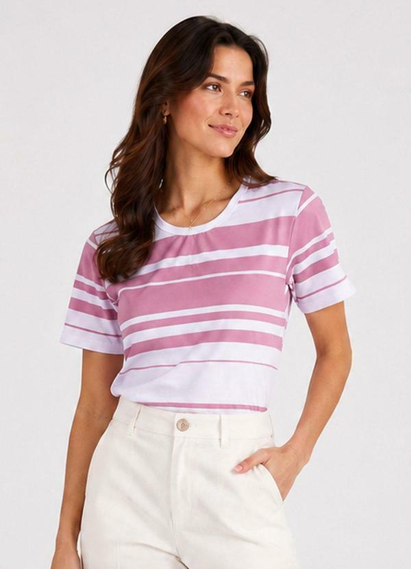 Blusa Feminina Básica em Tecido Tian Rosa
