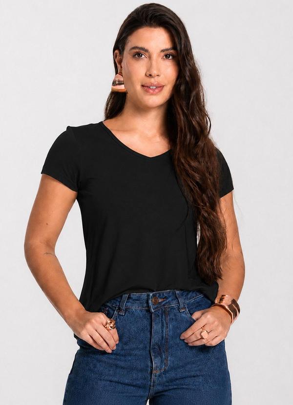 Blusa Feminina Básica em Viscotorcion Preto