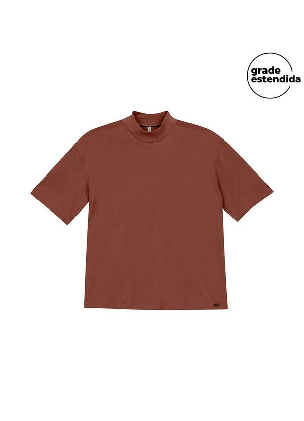 Blusa Feminina Básica Gola Alta Marrom
