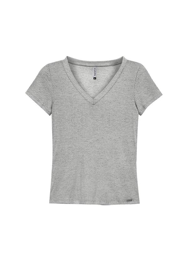 Blusa Feminina Básica Gola V Cinza